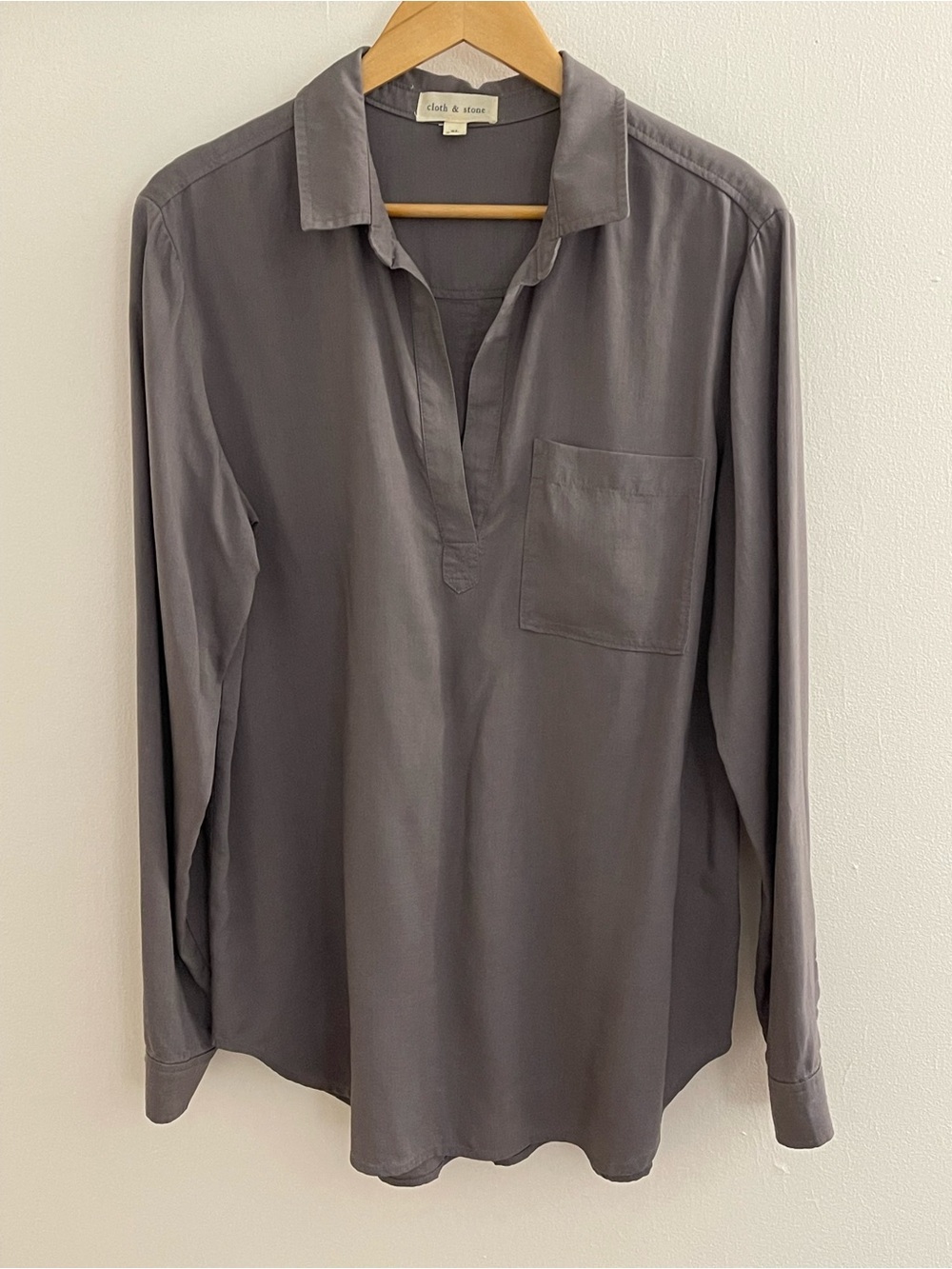 Cloth & Stone Tencel Lyocell Popover Blouse Gray XL